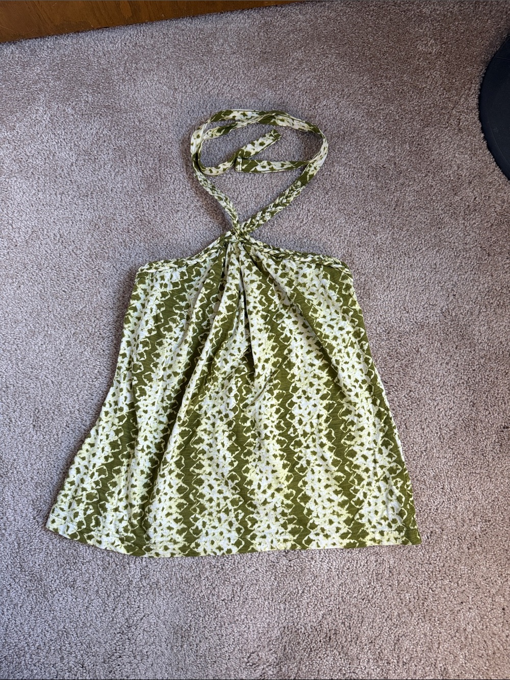 Banana Republic Cotton Yellow & Green Abstract Print Halter Top. Size XS